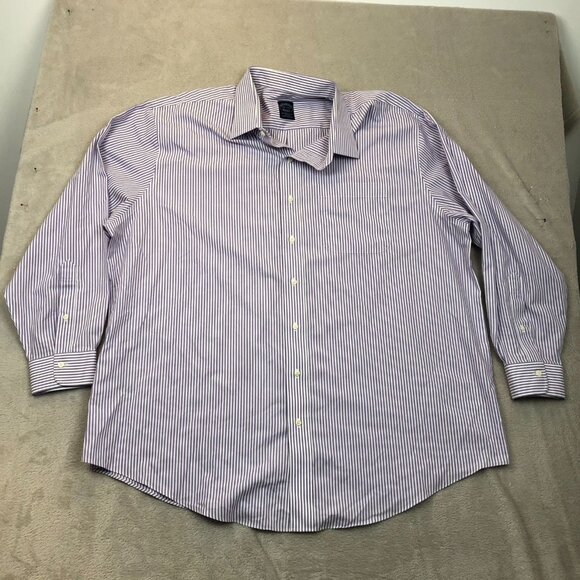 Brooks Brothers Mens Dress Shirt Size XXL 18.5 Neck Non Iron Striped Purple - Picture 13 of 16